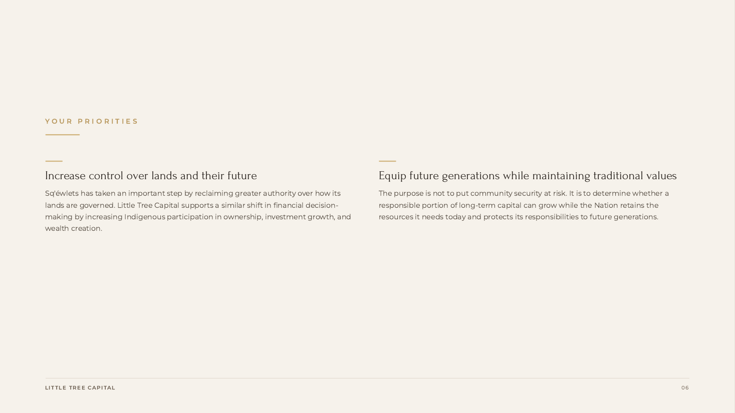 Slide 7 — Your Priorities — Control & Future Generations
