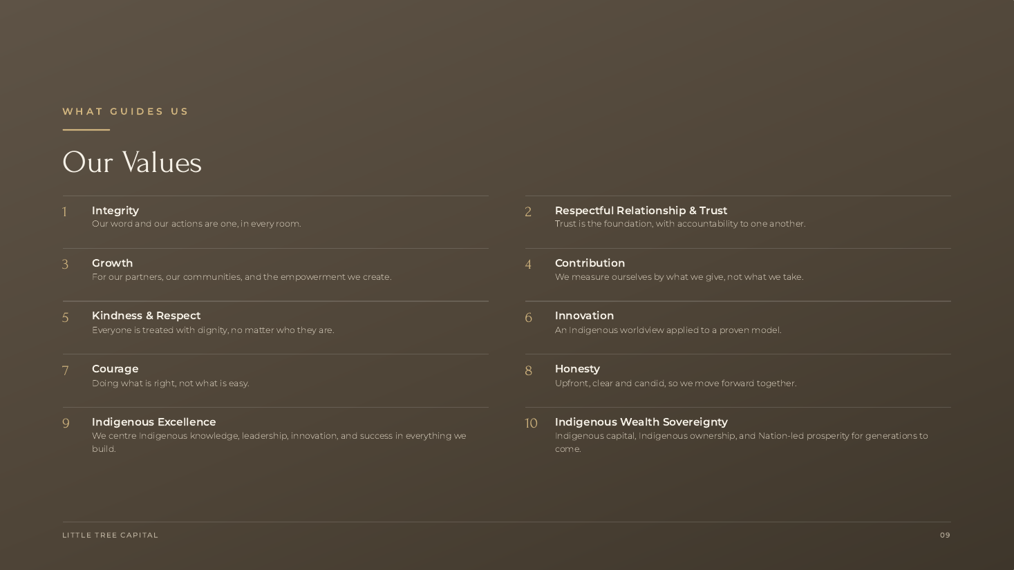 Slide 10 — Our Values